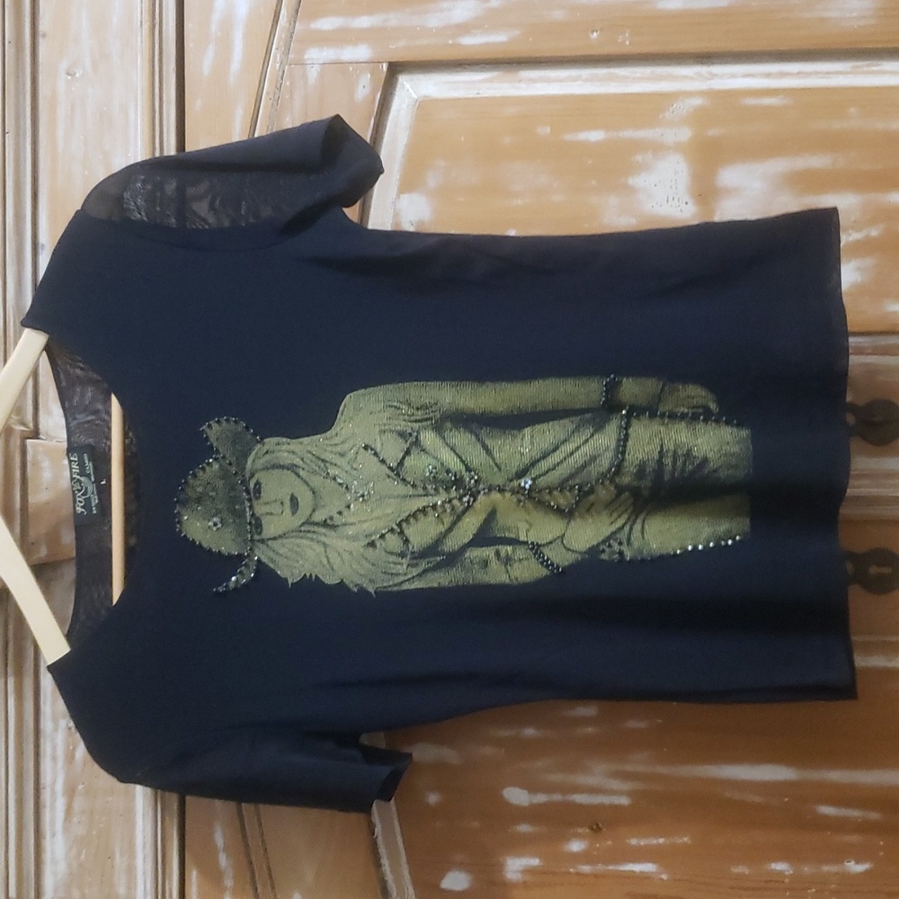 Fox Fire Countrygirl 🔥 Beaded Mesh Style Tshirt. Sexy Fun Country Dancing